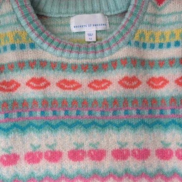 Colorful Heart and Stripe Kids Sweater - Picture 2 of 3